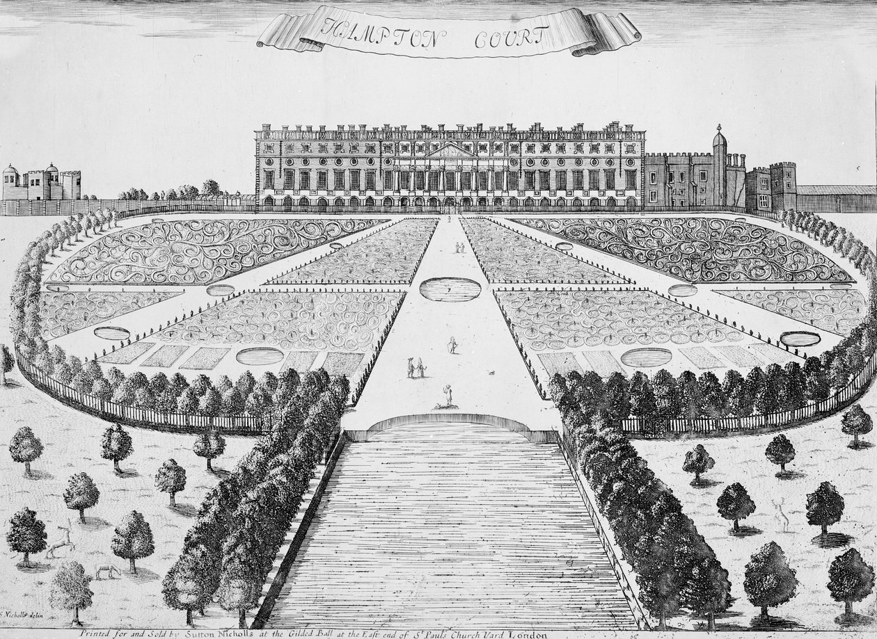 Front Wschodni Hampton Court, ok. 1830 r. autorstwa Sutton Nicholls