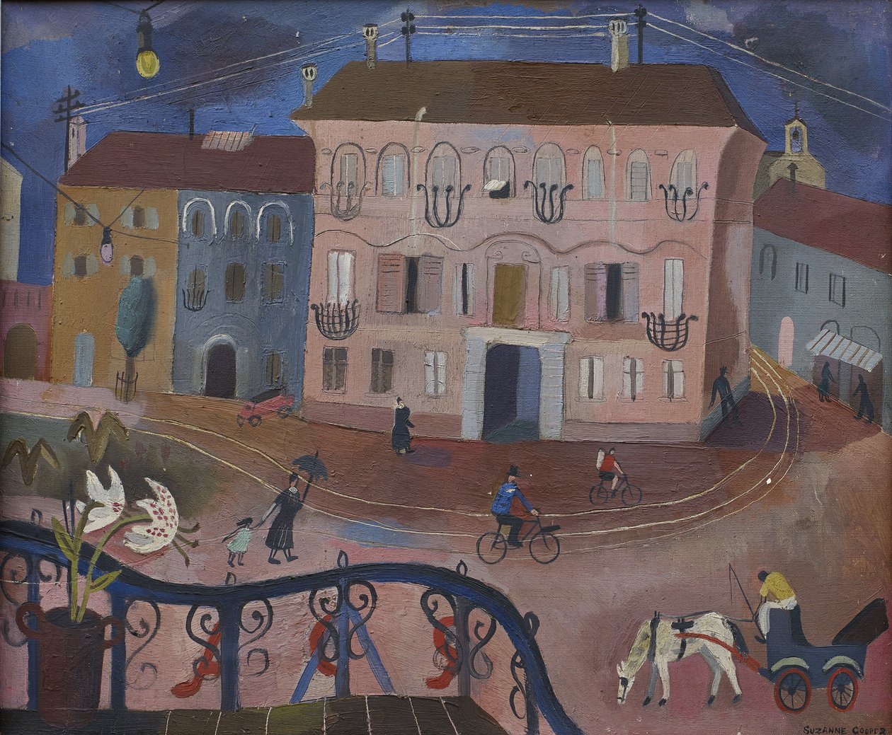 Scena uliczna (olej na płótnie) autorstwa Suzanne Cooper