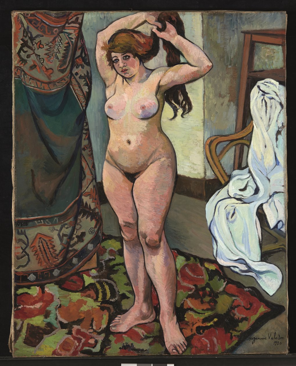Naga Gilberte układa włosy autorstwa Suzanne Valadon