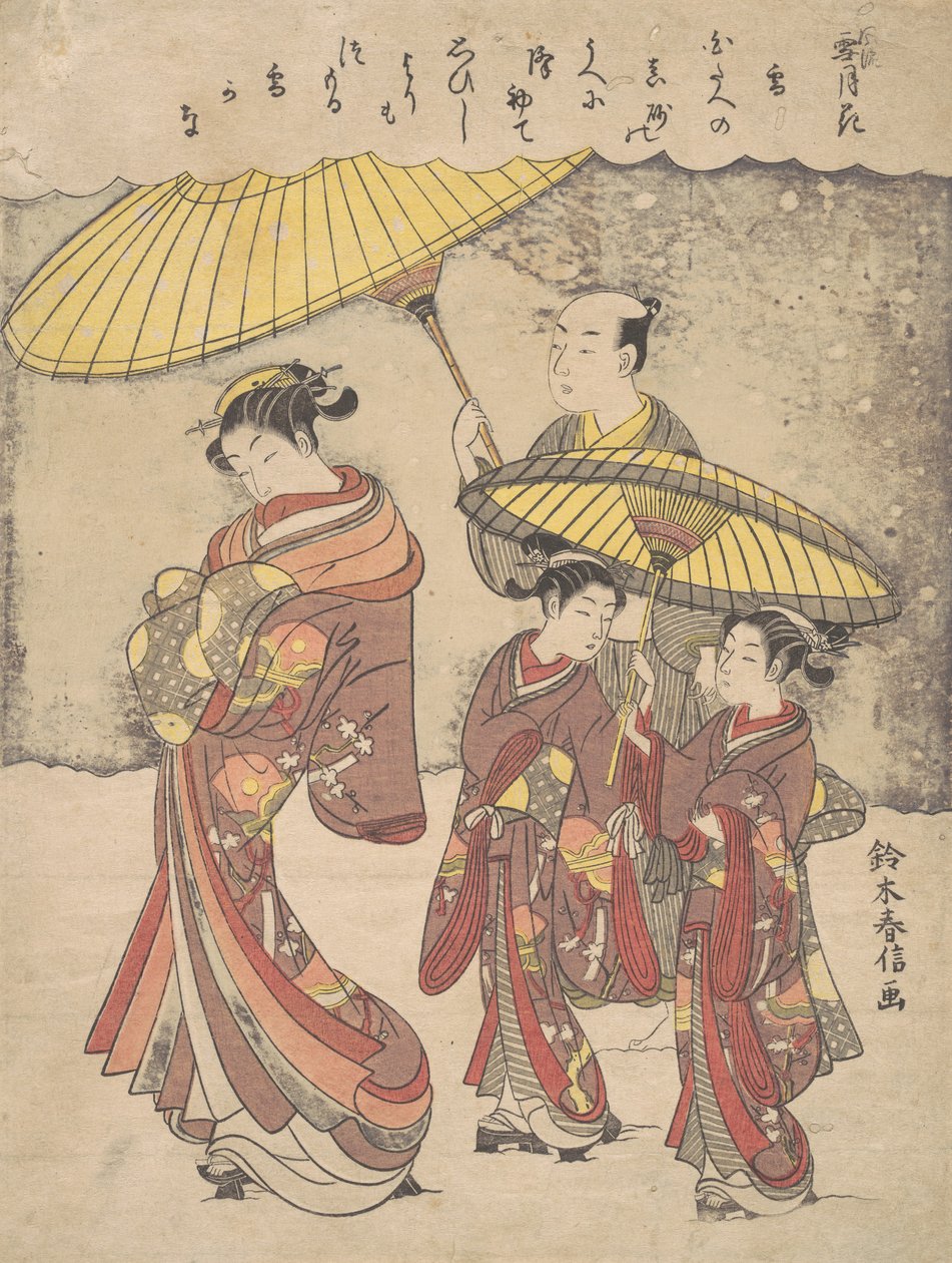 Śnieg, ok. godz. 1769 r., ok. 1769 r. 1769. autorstwa Suzuki Harunobu