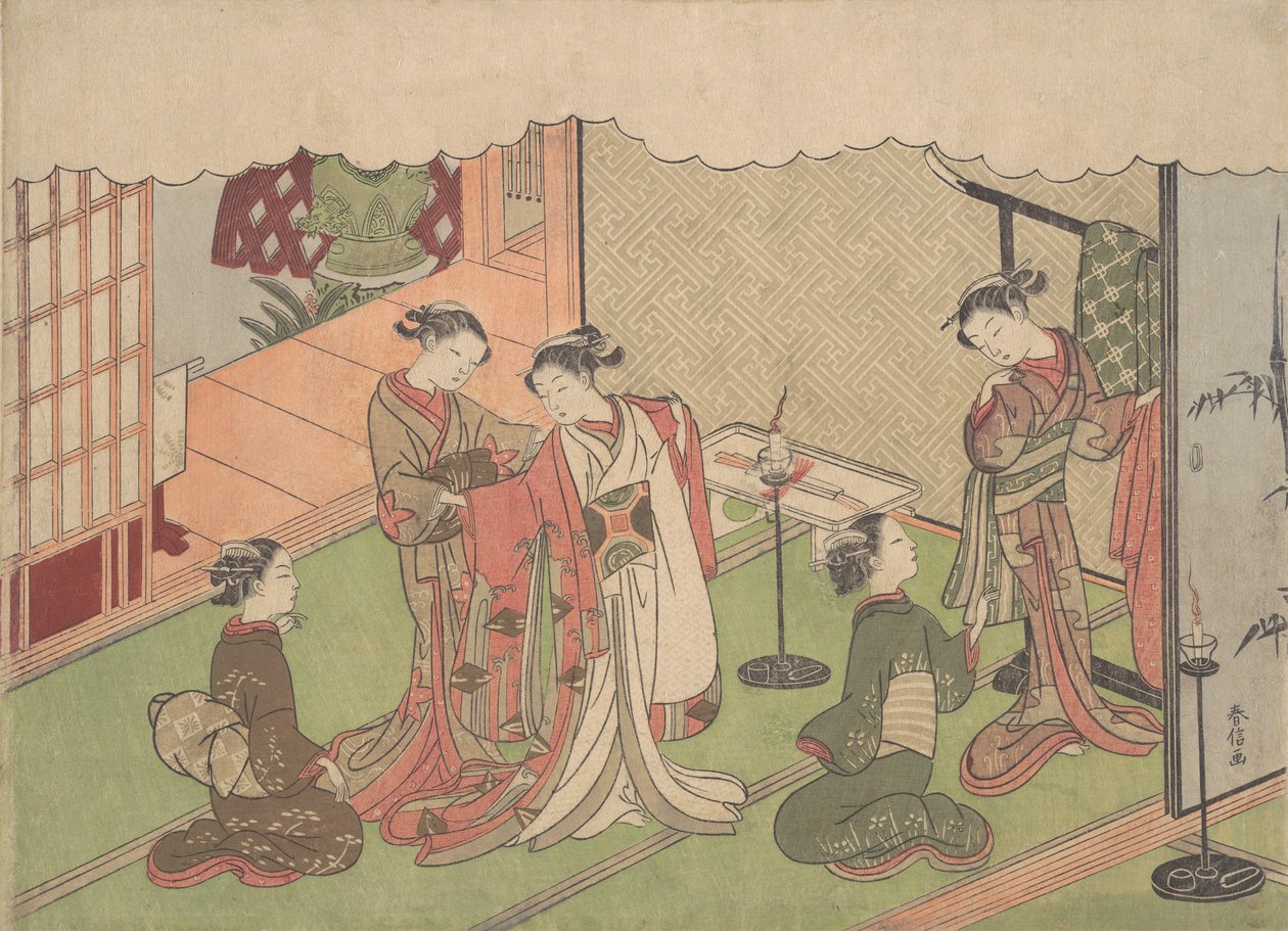 Ceremonia zaślubin, prawdopodobnie 1768., prawdopodobnie 1768. autorstwa Suzuki Harunobu