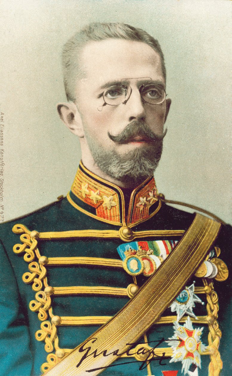 Gustaf V, król Szwecji (zdjęcie kolorowe) autorstwa Swedish Photographer
