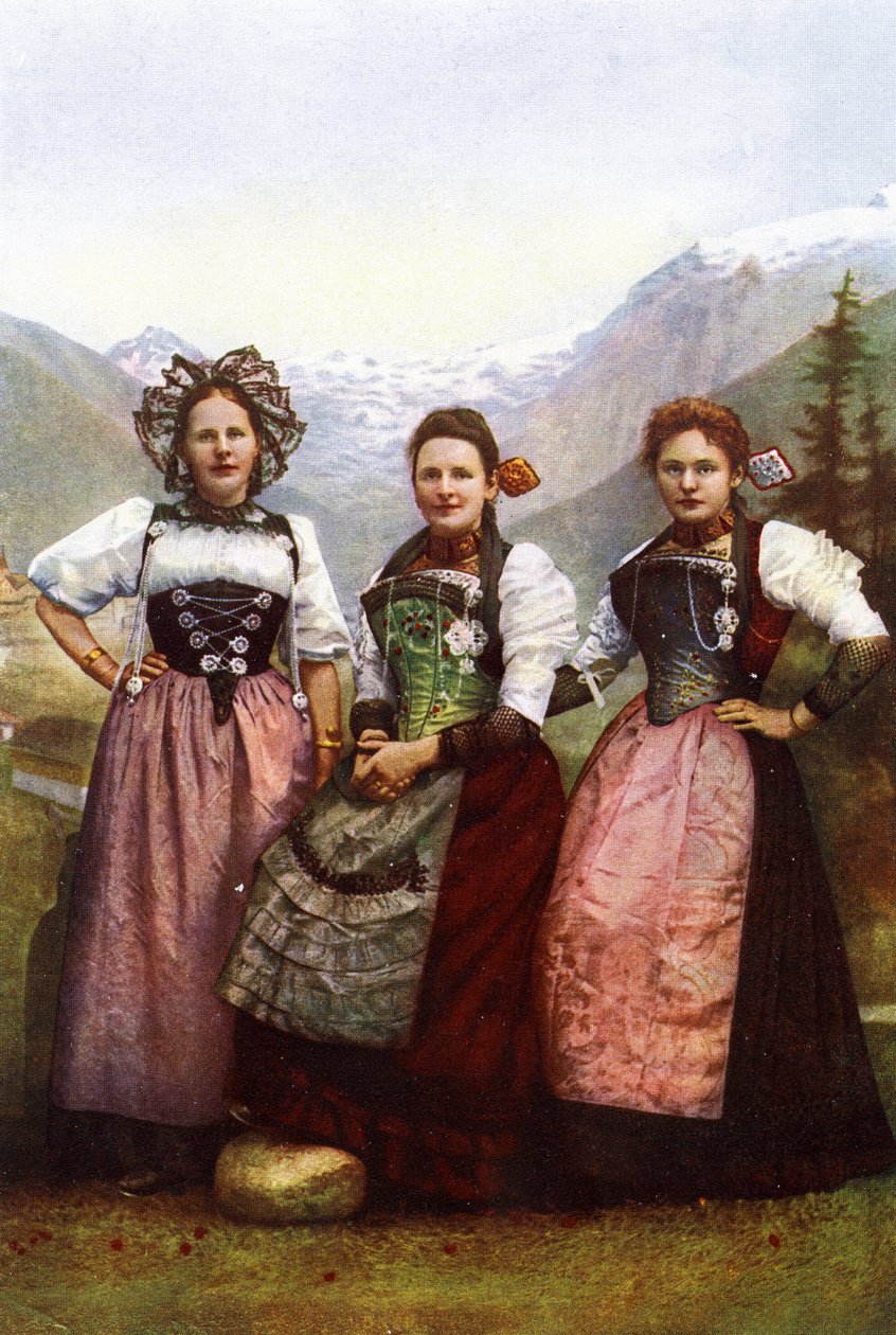 Trzy Szwajcarki, koniec XIX wieku autorstwa Swiss Photographer