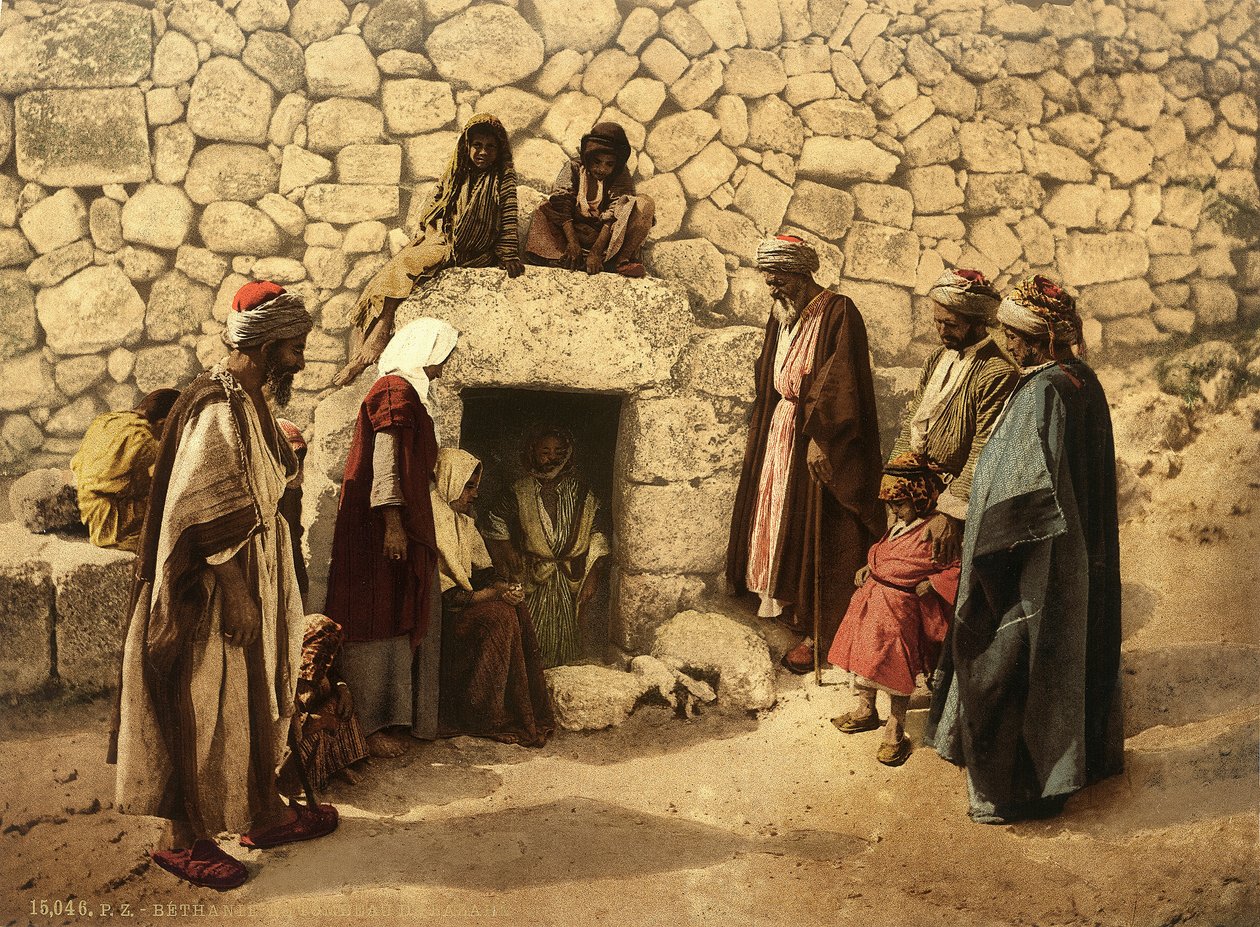 Grób Łazarza (al-Azariyya) w Betanii, ok. 1880-1900 (fotochrom) autorstwa Swiss Photographer