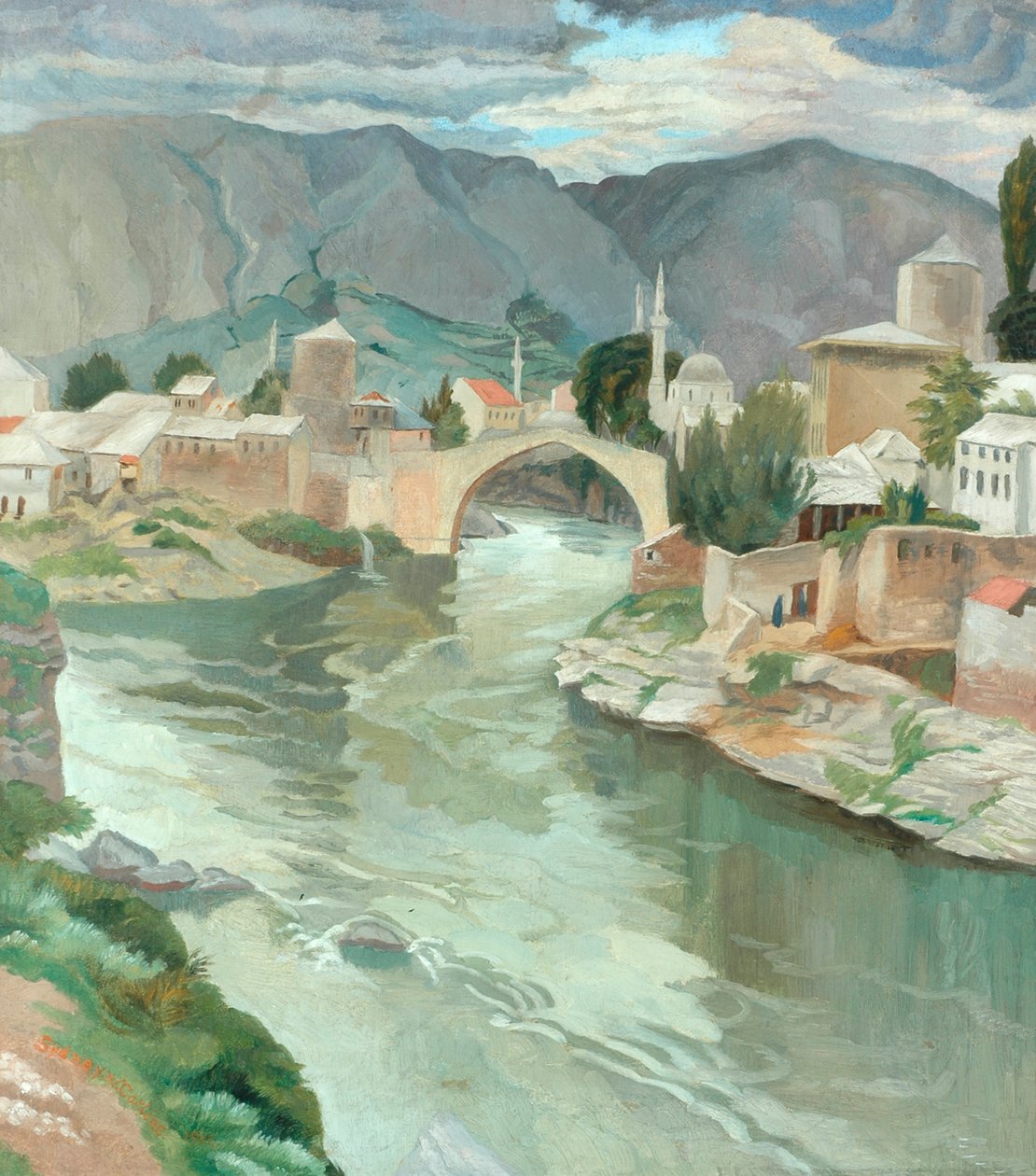 Mostar, Hercegowina, 1922 autorstwa Sydney Carline