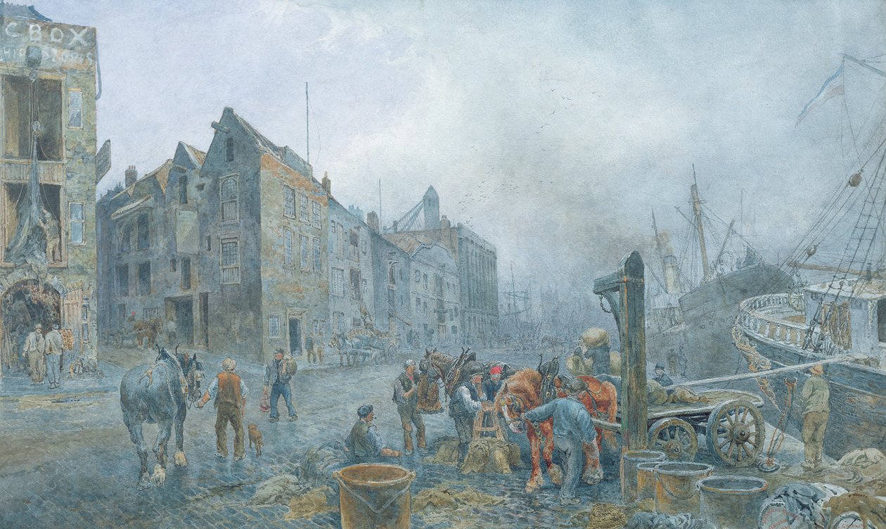 Narrow Quay, Bristol, 1899 (akwarela na papierze) autorstwa Sydney Goodwin