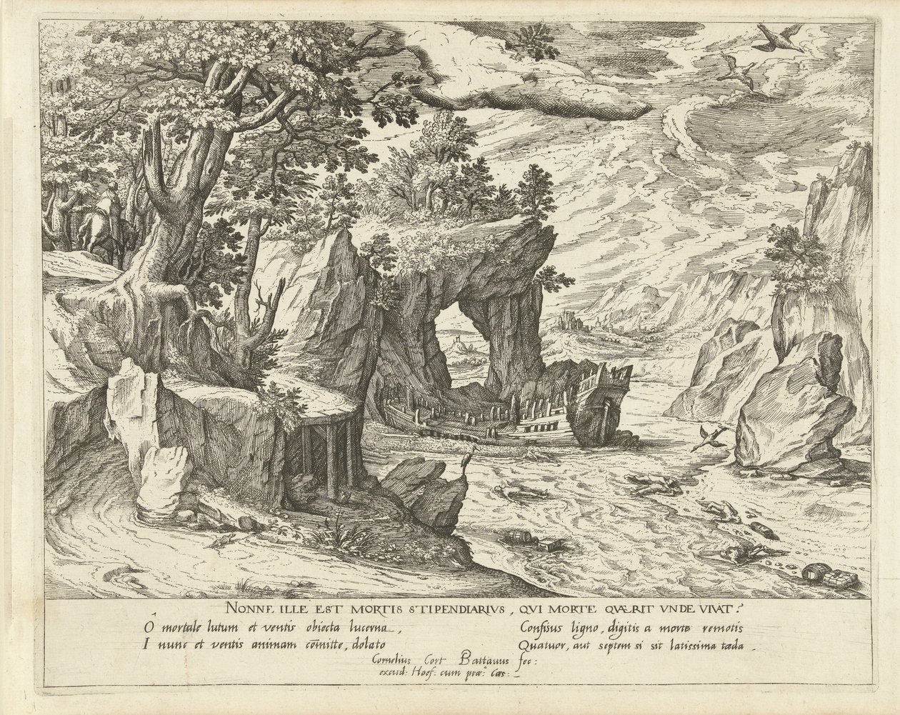 Wrak statku Alegoryczne pejzaże (tytuł serii) autorstwa Symon Novelanus (attributed to)