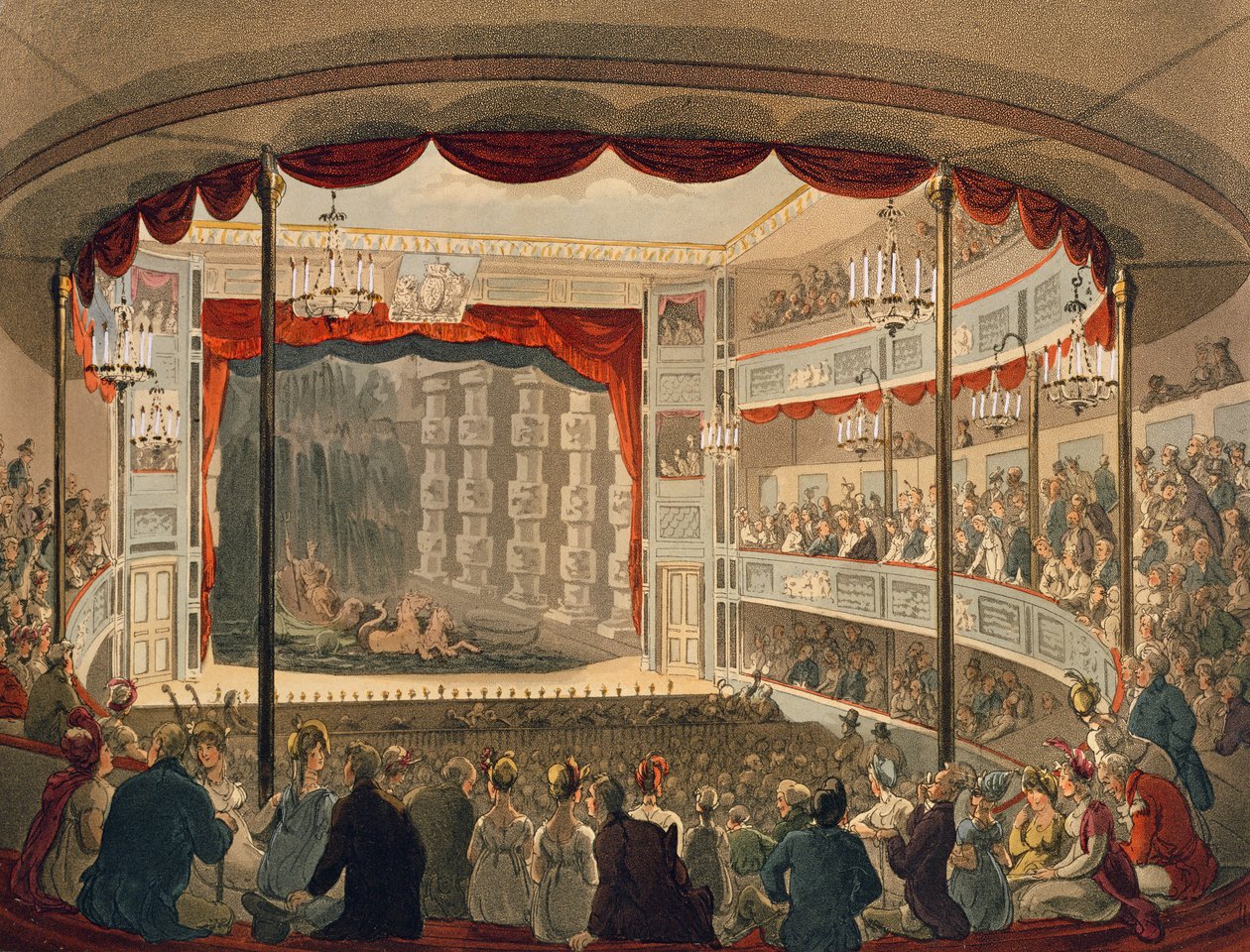 Teatr Sadlers Wells z „Mikrokosmosu Londynu” Ackermanna autorstwa Pugin and Rowlandson