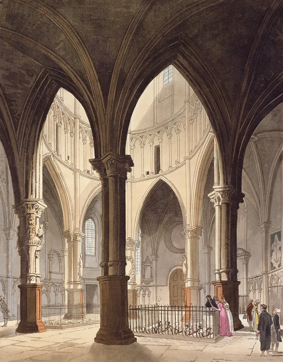 Kościół Świątyni, 1809 (akwatinta) autorstwa Pugin and Rowlandson