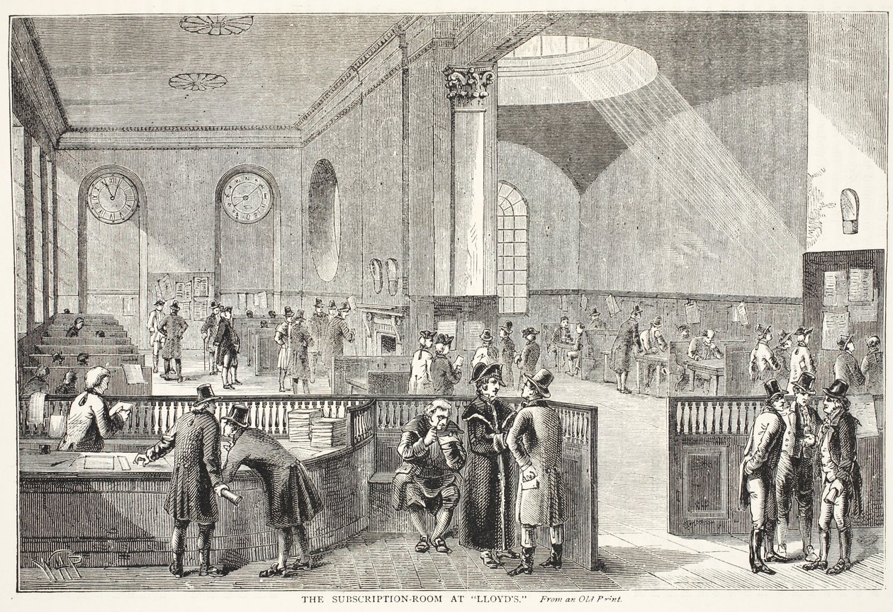 Pokój Subskrypcyjny w Lloyds, po starodruku autorstwa Pugin and Rowlandson