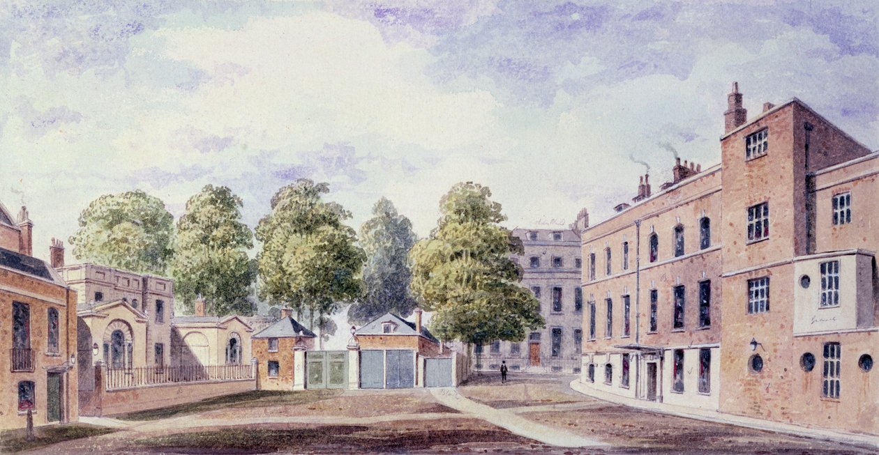 Widok na podwórze Whitehall, 1828 autorstwa T. Chawner