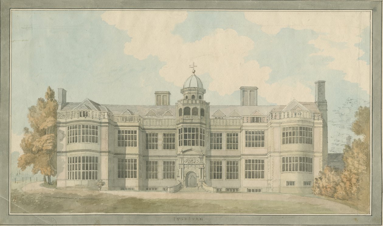 Ingestre Hall: malarstwo akwarelowe, bd [1791] autorstwa T Carter