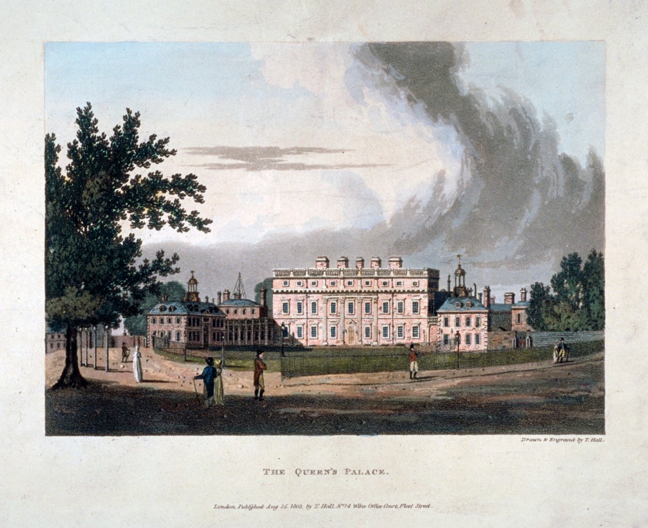 Buckingham House, Westminster, Londyn, 1803 r. autorstwa T Hall