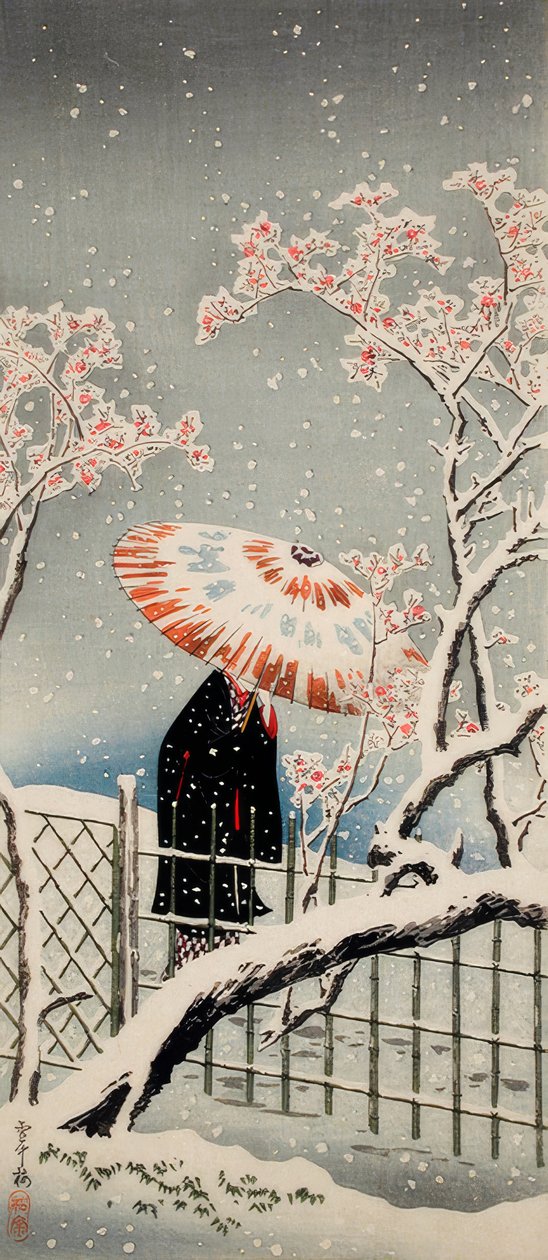 Śliwka na śniegu autorstwa Takahashi Hiroaki
