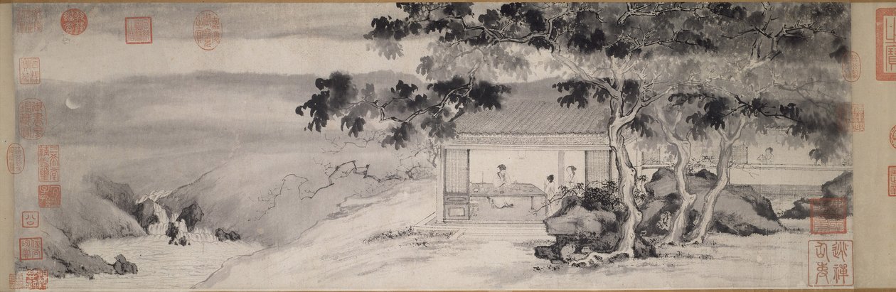 Picie w nocy, dynastia Ming, ok. 1520-23 autorstwa Yin Tang