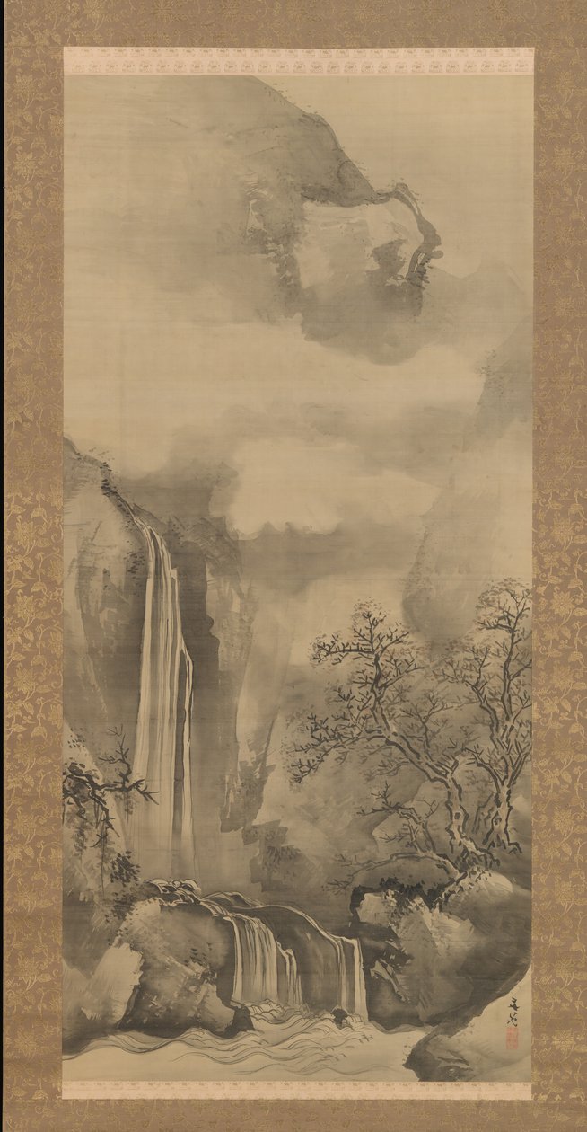 Krajobraz z wodospadem, 1828. autorstwa Tani Buncho