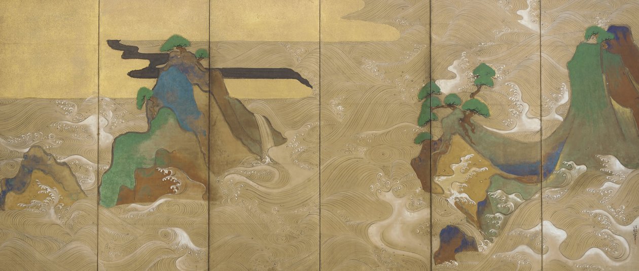 Fale w Matsushima autorstwa Tawaraya Sotatsu