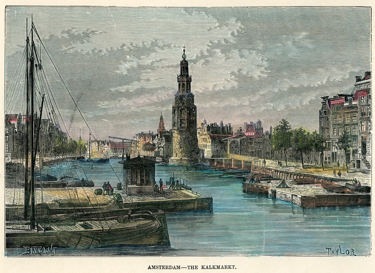 Kalkmarkt, Amsterdam, Holandia, ok. 1880. autorstwa Taylor