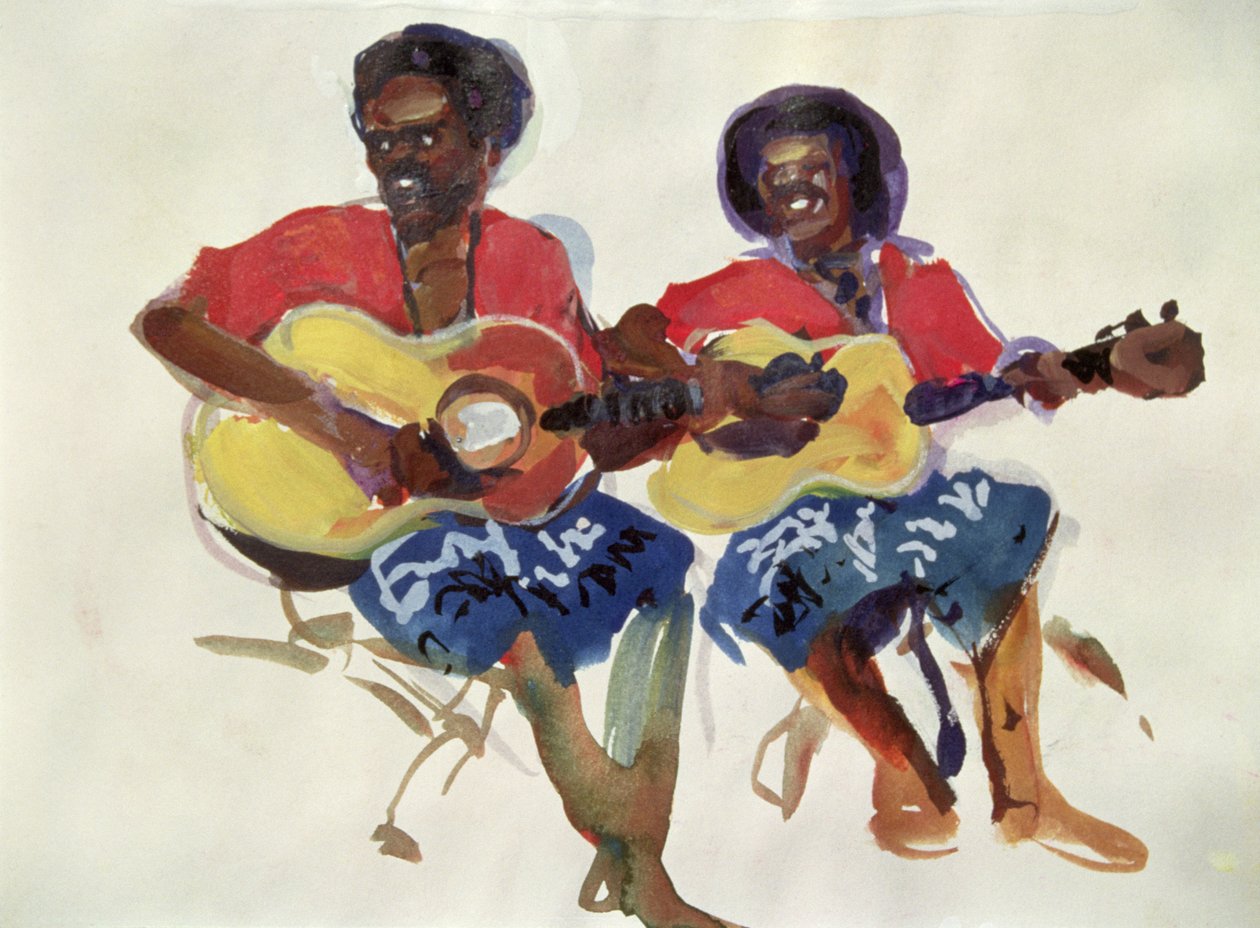 Fijian Guitar Duo, 1985 autorstwa Ted Blackall