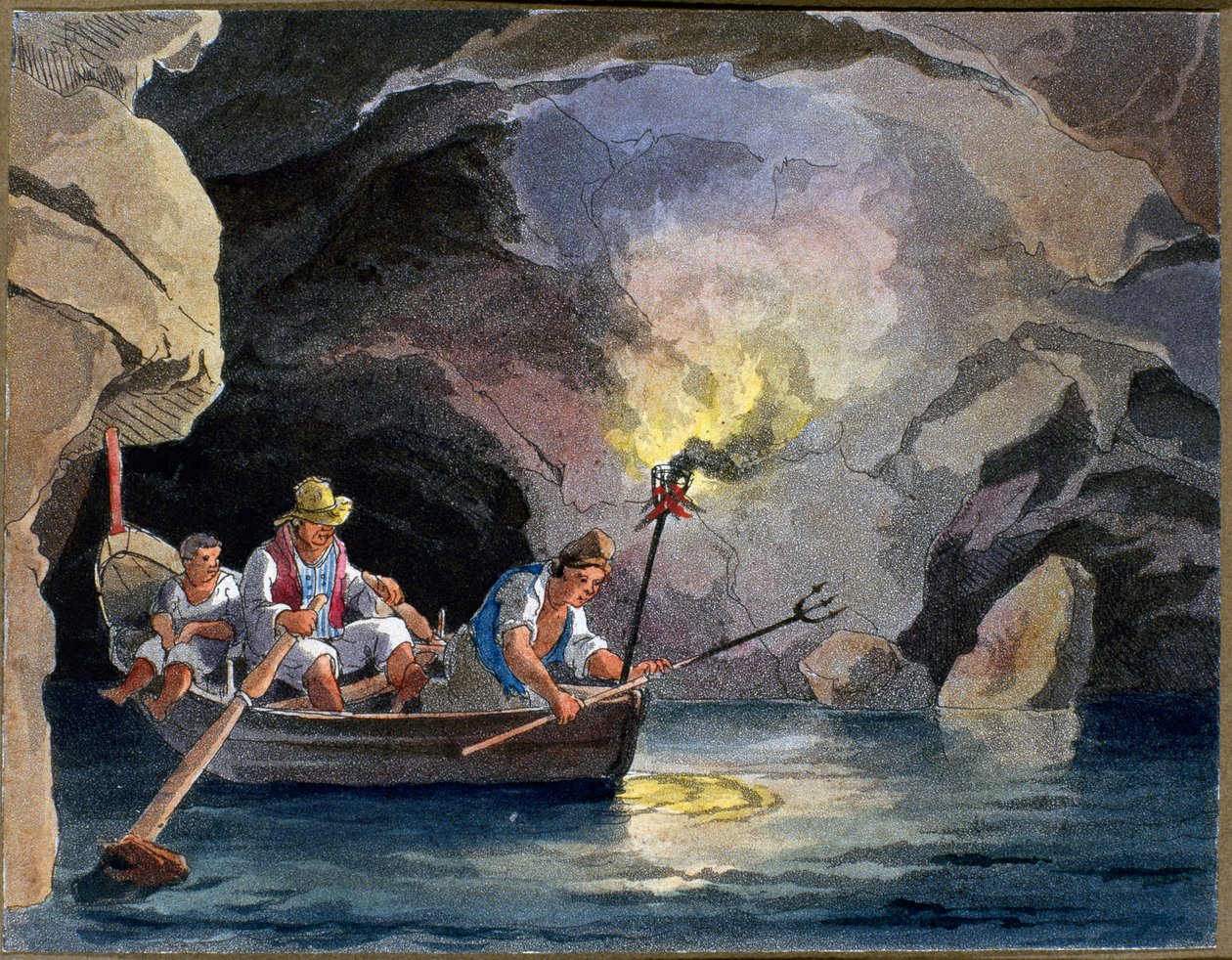 Nocne wędkowanie, ok. 1830 (akwatinta) autorstwa Teodoro Guglielmo Witting