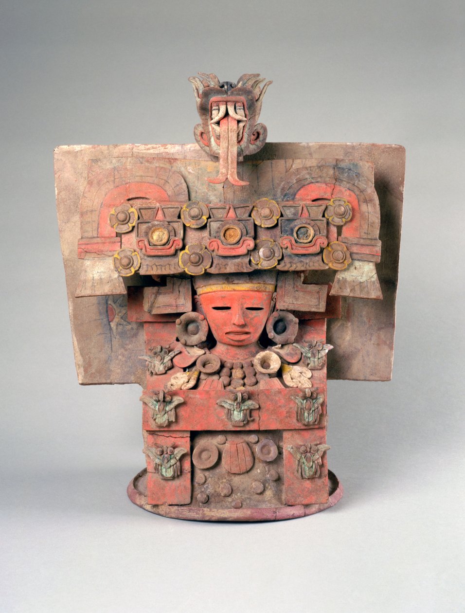 Kadzidło palnika (incensario) Pokrywka, Meksyk, 200-650 (ceramika z polichromowanym malowaniem poślizgowym) autorstwa Teotihuacan