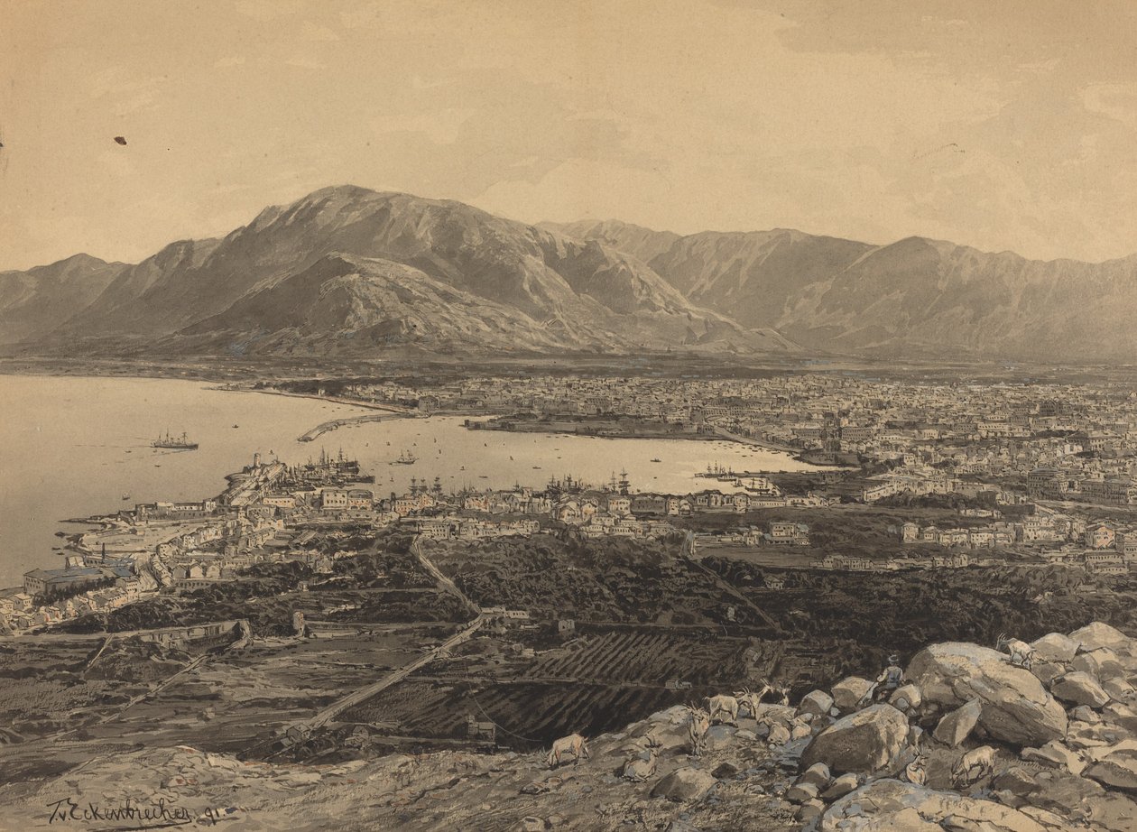 Port w Pireusie, 1891. autorstwa Themistocles von Eckenbrecher