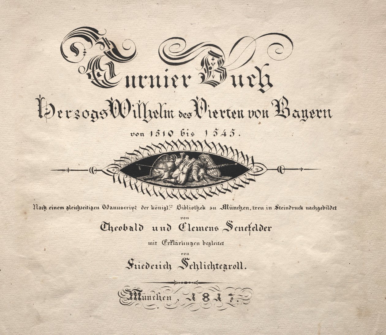 Książka o turniejach: Strona tytułowa, 1817. autorstwa Theobald Senefelder
