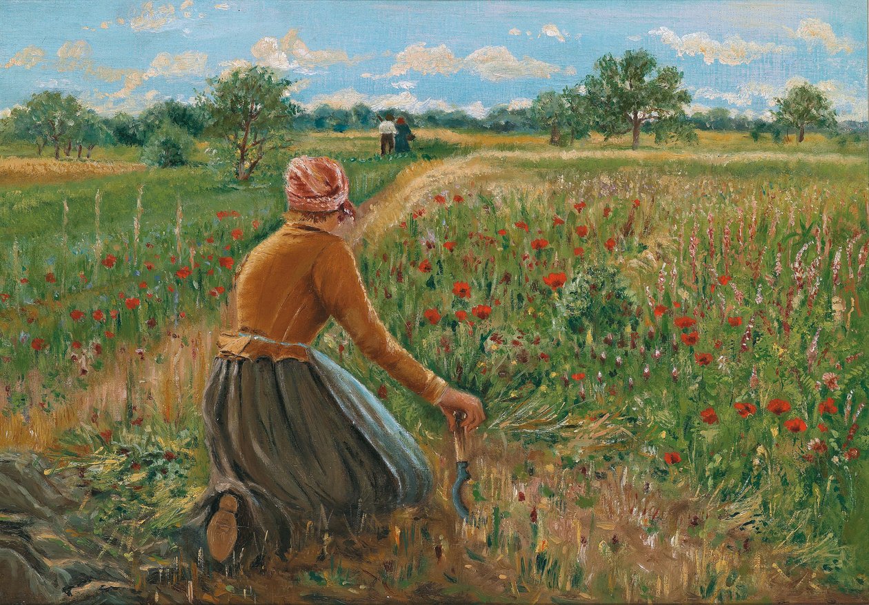 Klęcząca wieśniaczka z sierpem autorstwa Theodor von Hormann