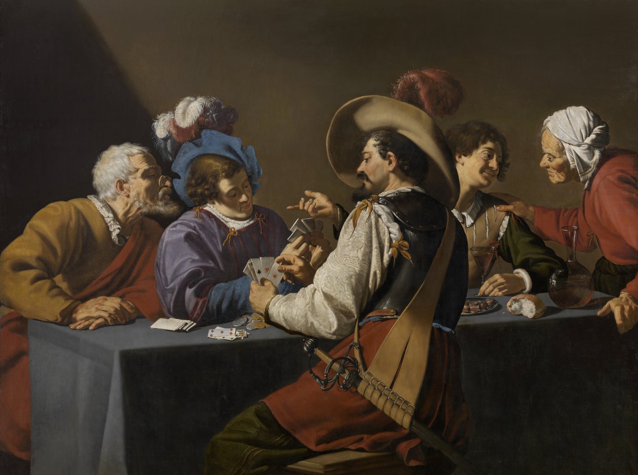 Karty do gry (olej na płótnie) autorstwa Theodor Rombouts