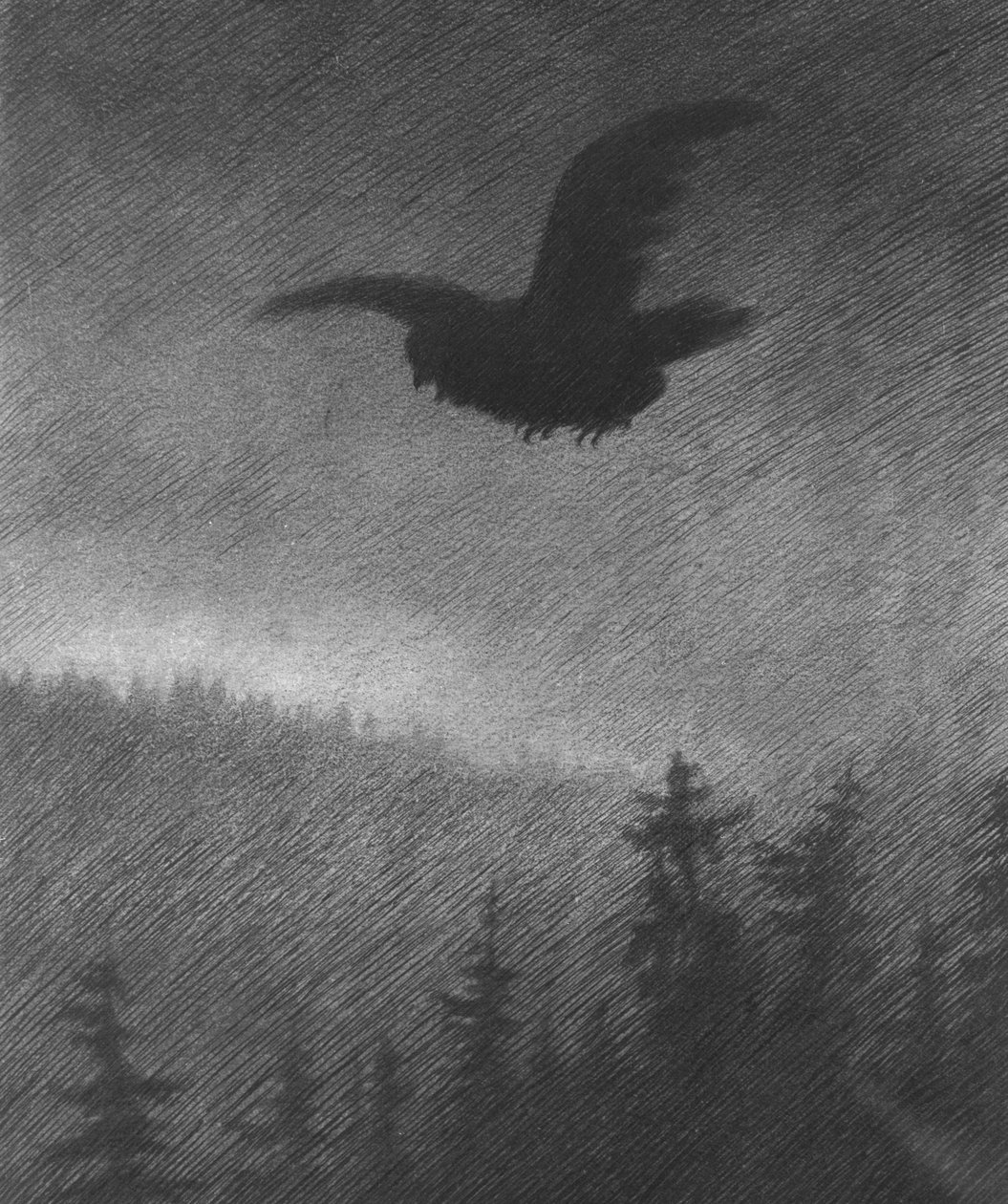Czarna śmierć (rysunek) autorstwa Theodor Severin Kittelsen