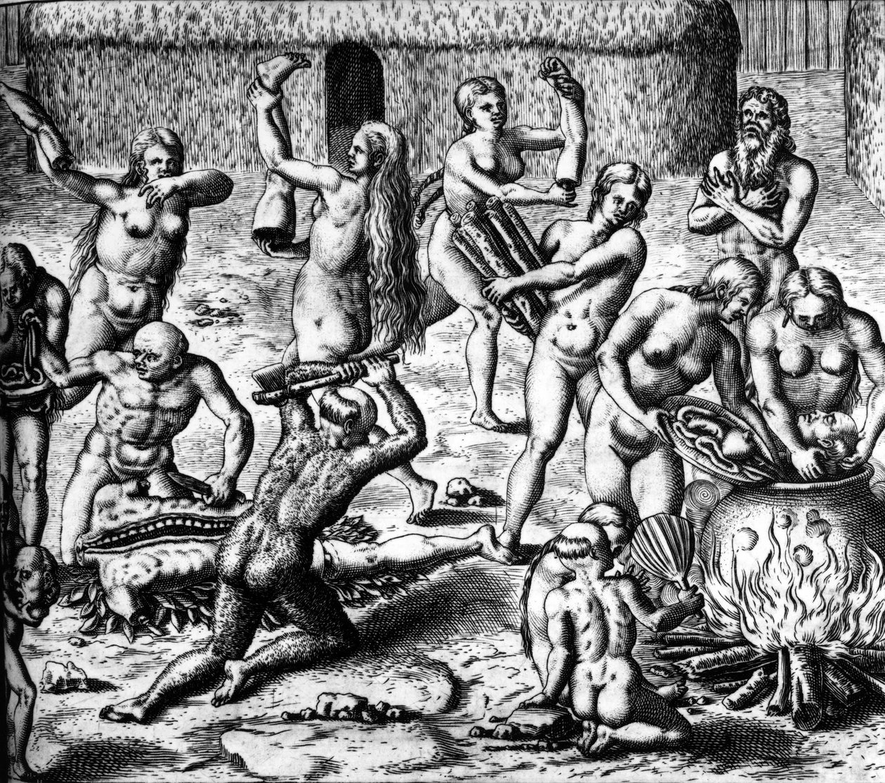 Scena kanibalizmu autorstwa Theodor de Bry
