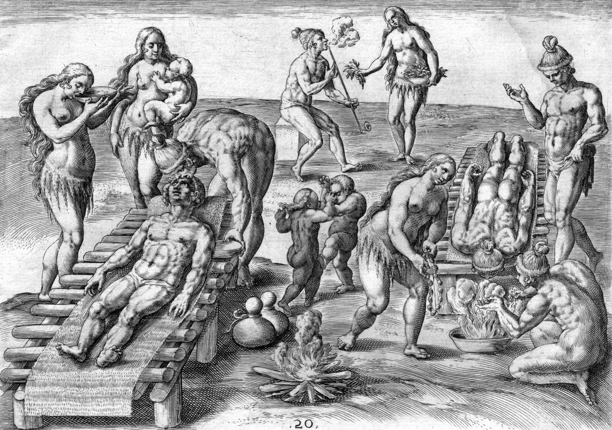 Indianie Timucuan leczą chorych autorstwa Theodor de Bry