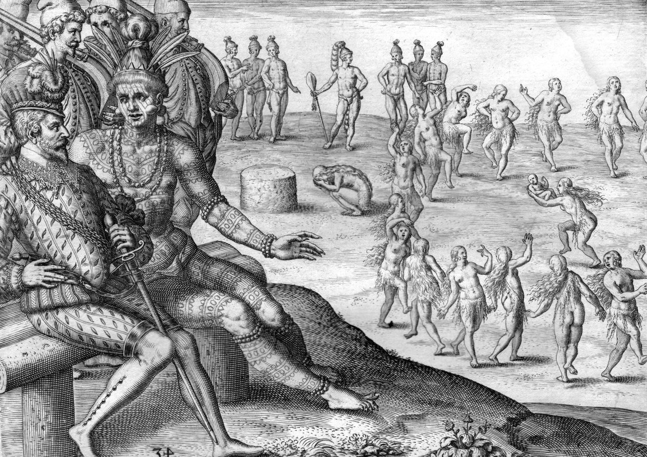 Plemię Indian Timucua autorstwa Theodor de Bry
