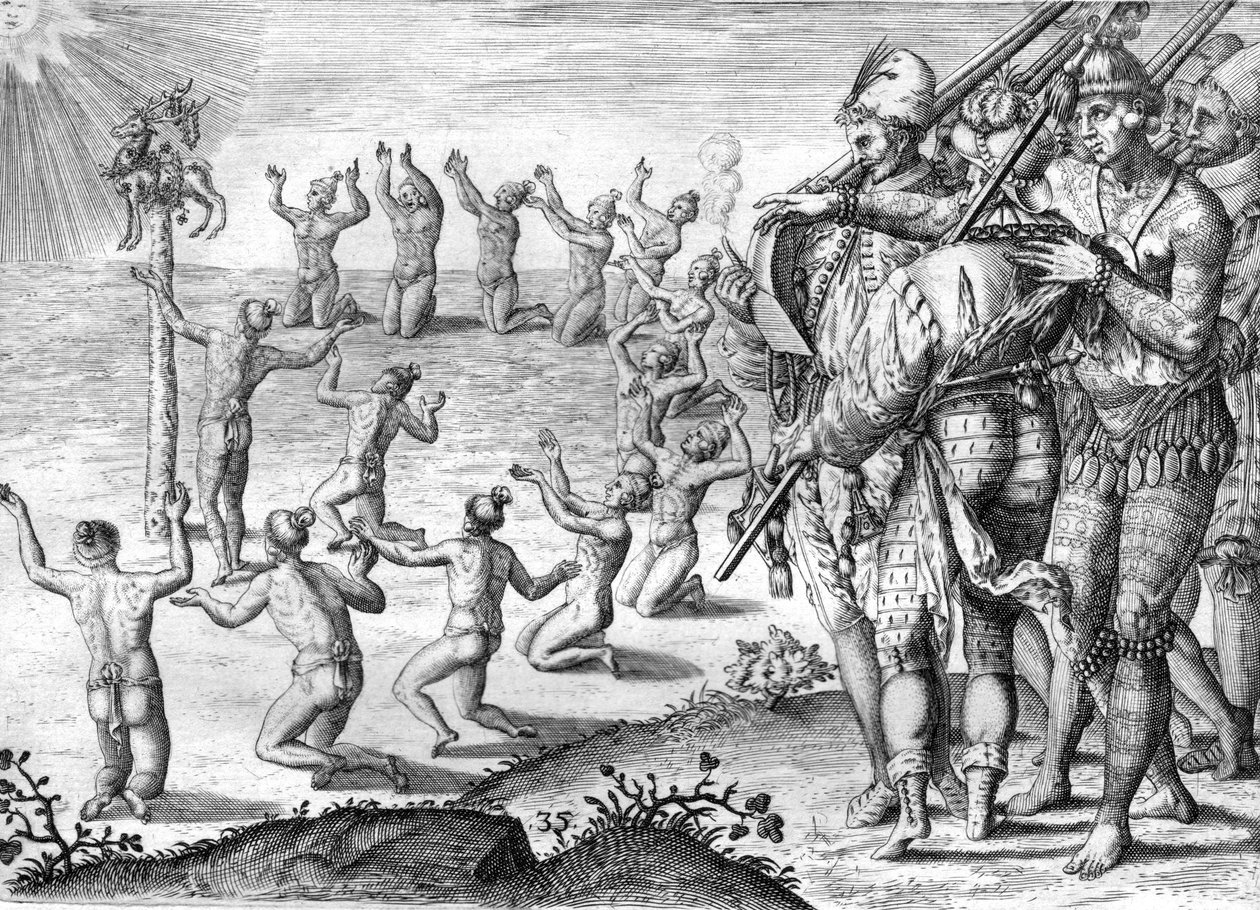 Plemię Indian Timucua autorstwa Theodor de Bry