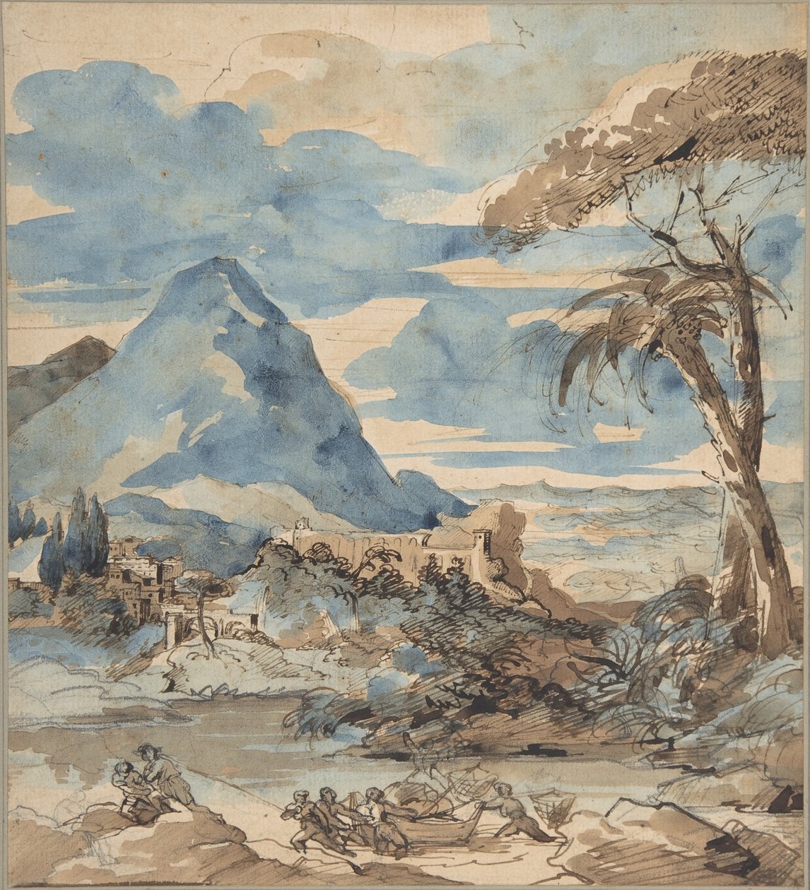 Krajobraz z rybakami autorstwa Theodore Gericault
