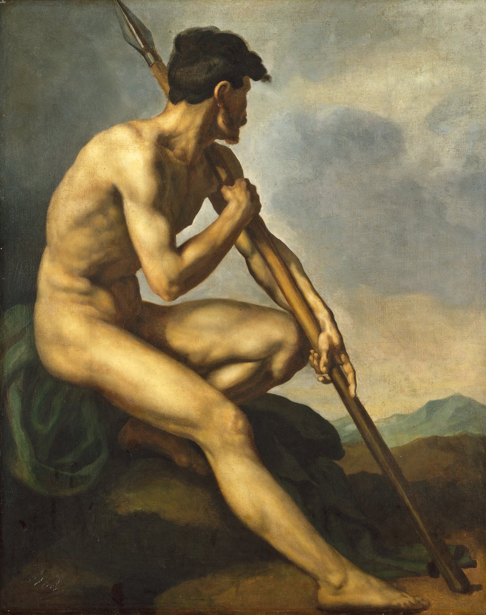 Nagi wojownik z włócznią, ok.1816 autorstwa Theodore Gericault