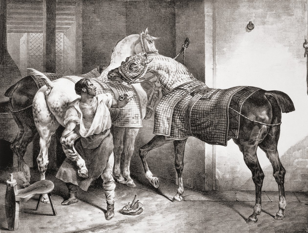 Kowal, z Etiud de Cheveaux, 1822 autorstwa Theodore Gericault