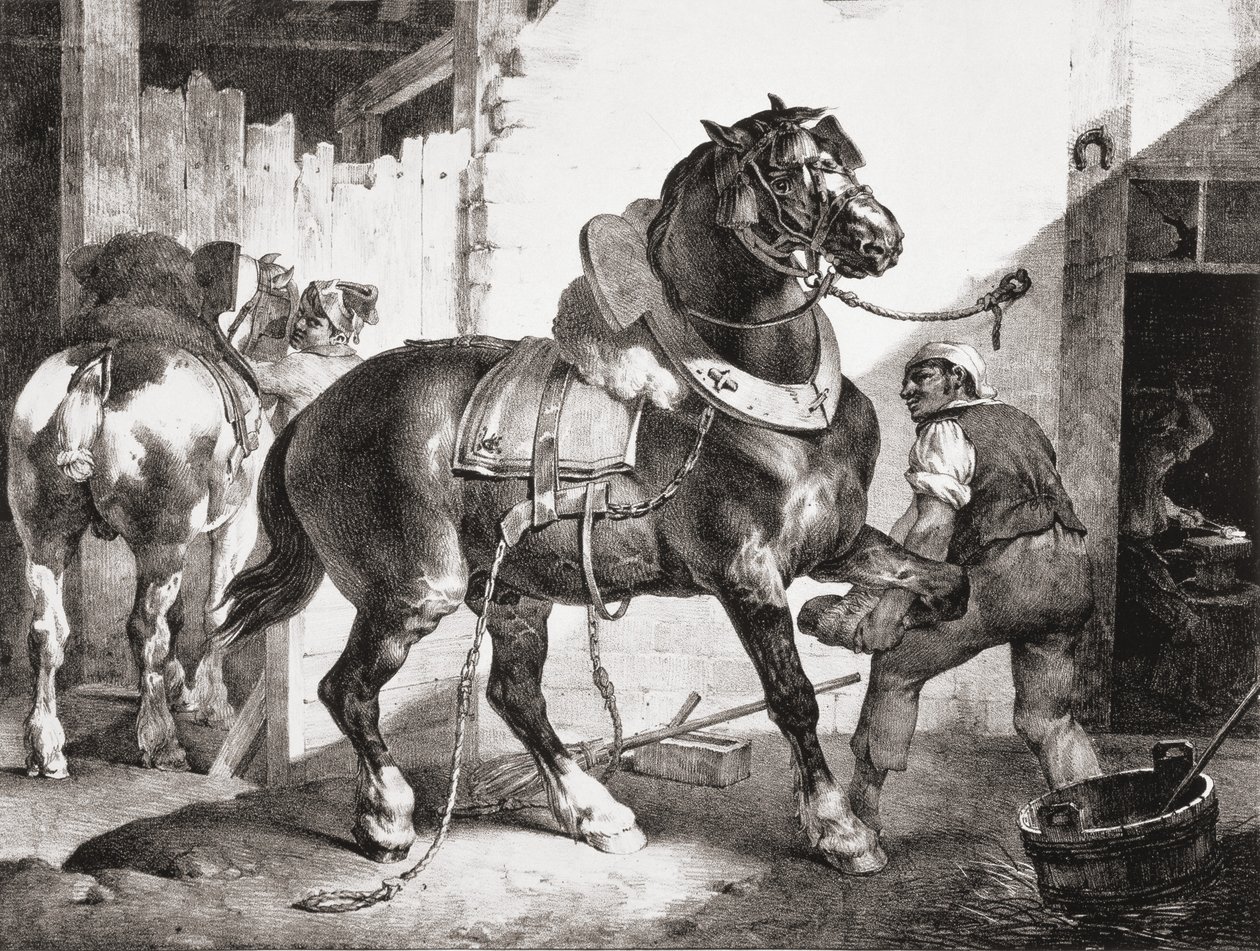 Kuźnia, z Studium koni, 1822 autorstwa Theodore Gericault