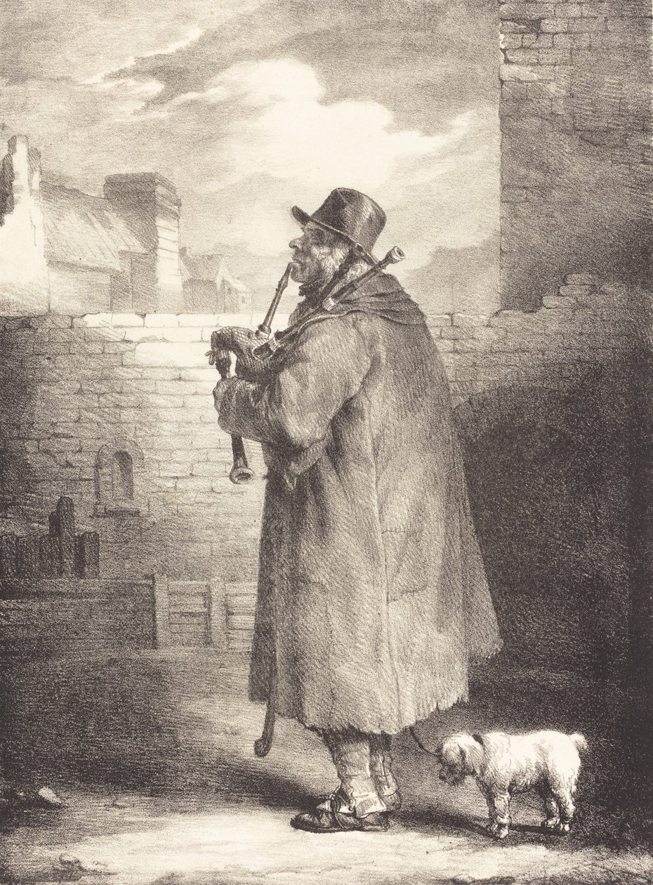 The Piper, c.1821 (litografia na papierze tkanym) autorstwa Theodore Gericault