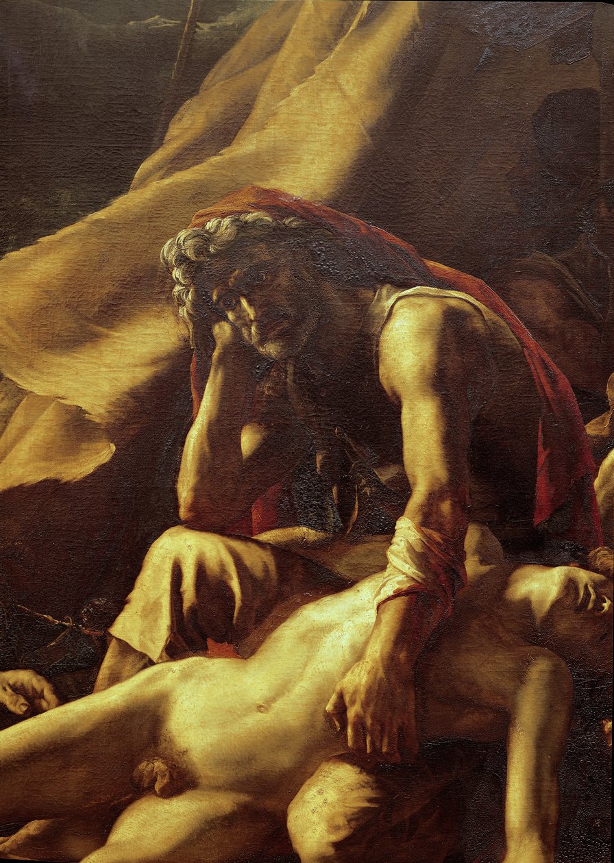 Tratwa Meduzy, fragment starego człowieka, 1819 autorstwa Theodore Gericault