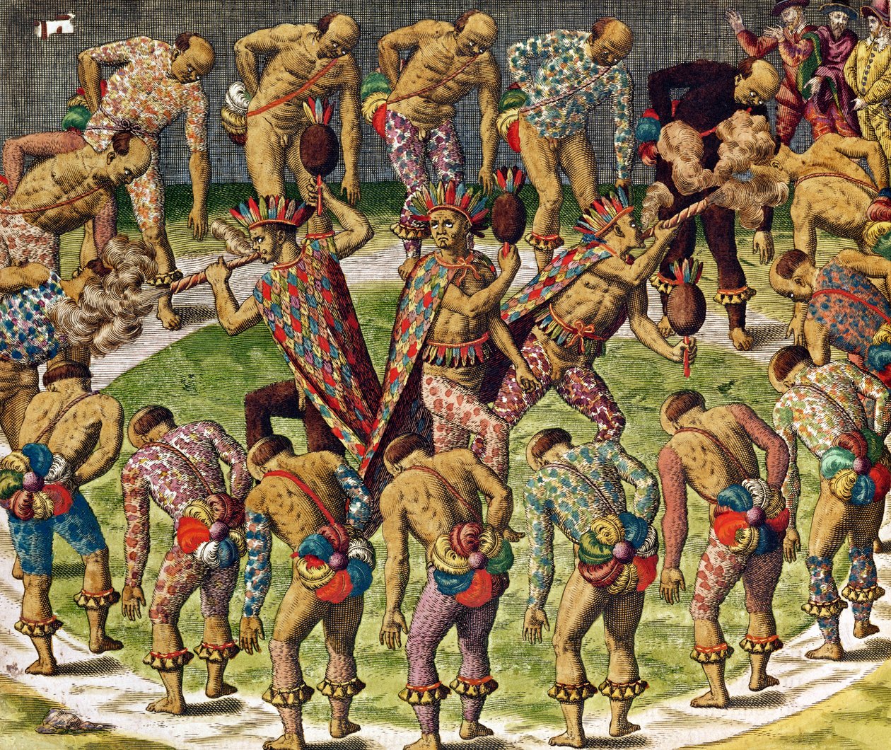 Uroczystość barbarzyńska, z "Navigatio in Brasiliam Americae". autorstwa Theodore de Bry