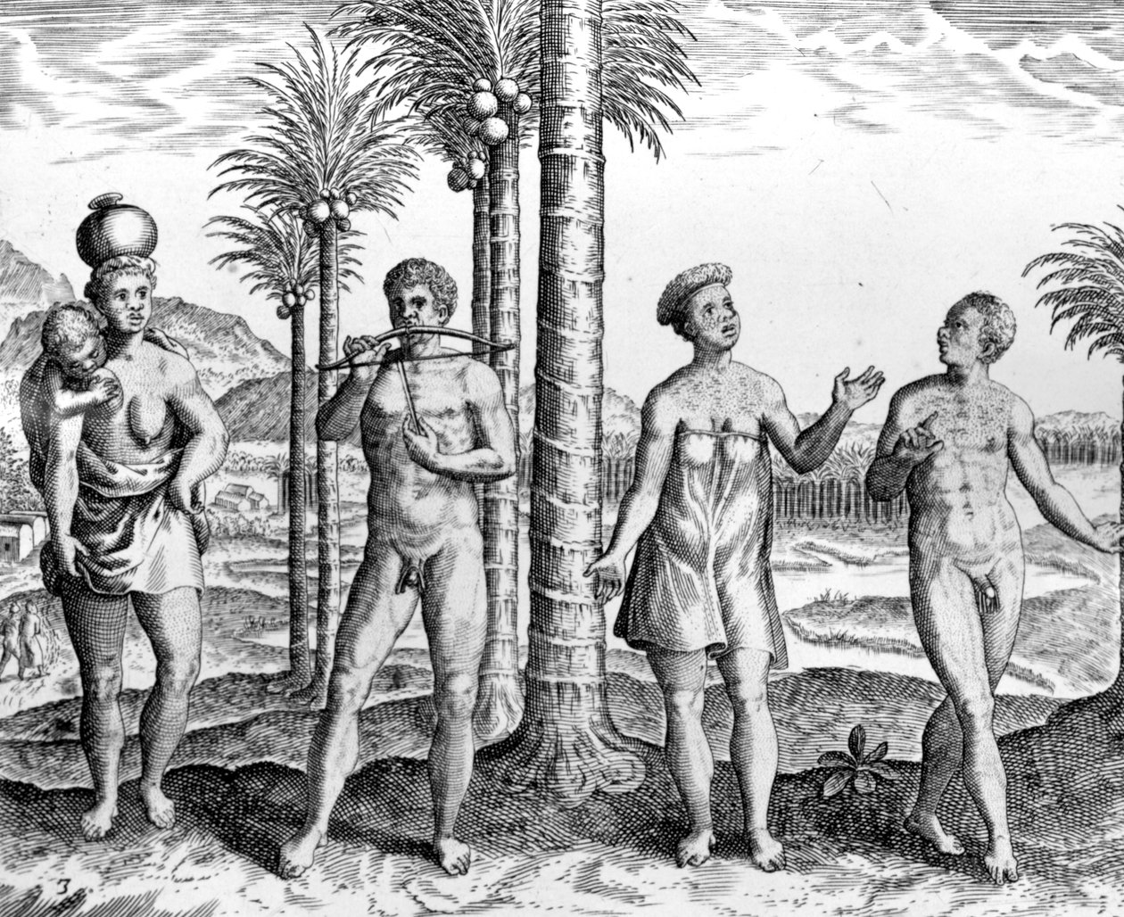 Caffre People, ilustracja z „India Orientalis”, wydana w 1598 r. autorstwa Theodore de Bry