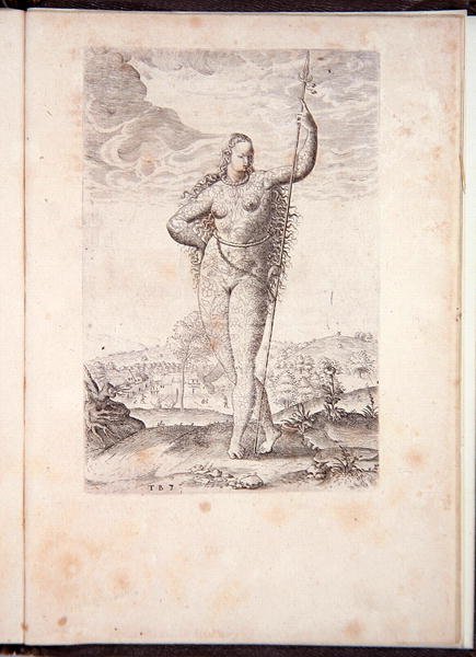 Córka Piktów, z Krótkie i prawdziwe sprawozdanie o nowo odkrytej ziemi Wirginii, Grand Voyages, wydrukowane przez Johanna Wechela w 1600 r. autorstwa Theodore de Bry