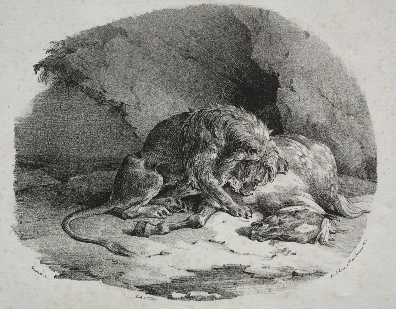 Koń pożarty przez lwa autorstwa Theodore Gericault