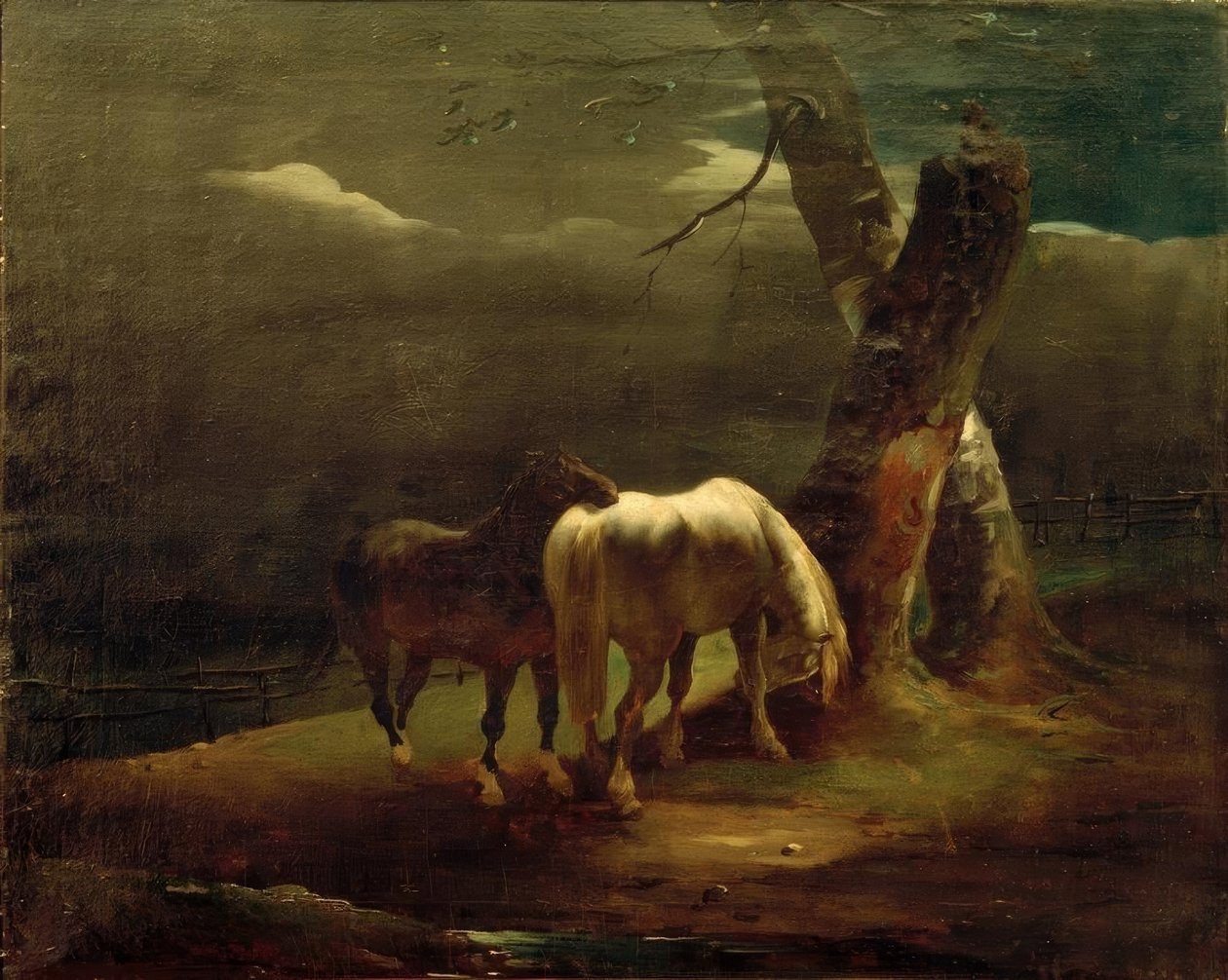 Konie na pastwisku autorstwa Theodore Gericault