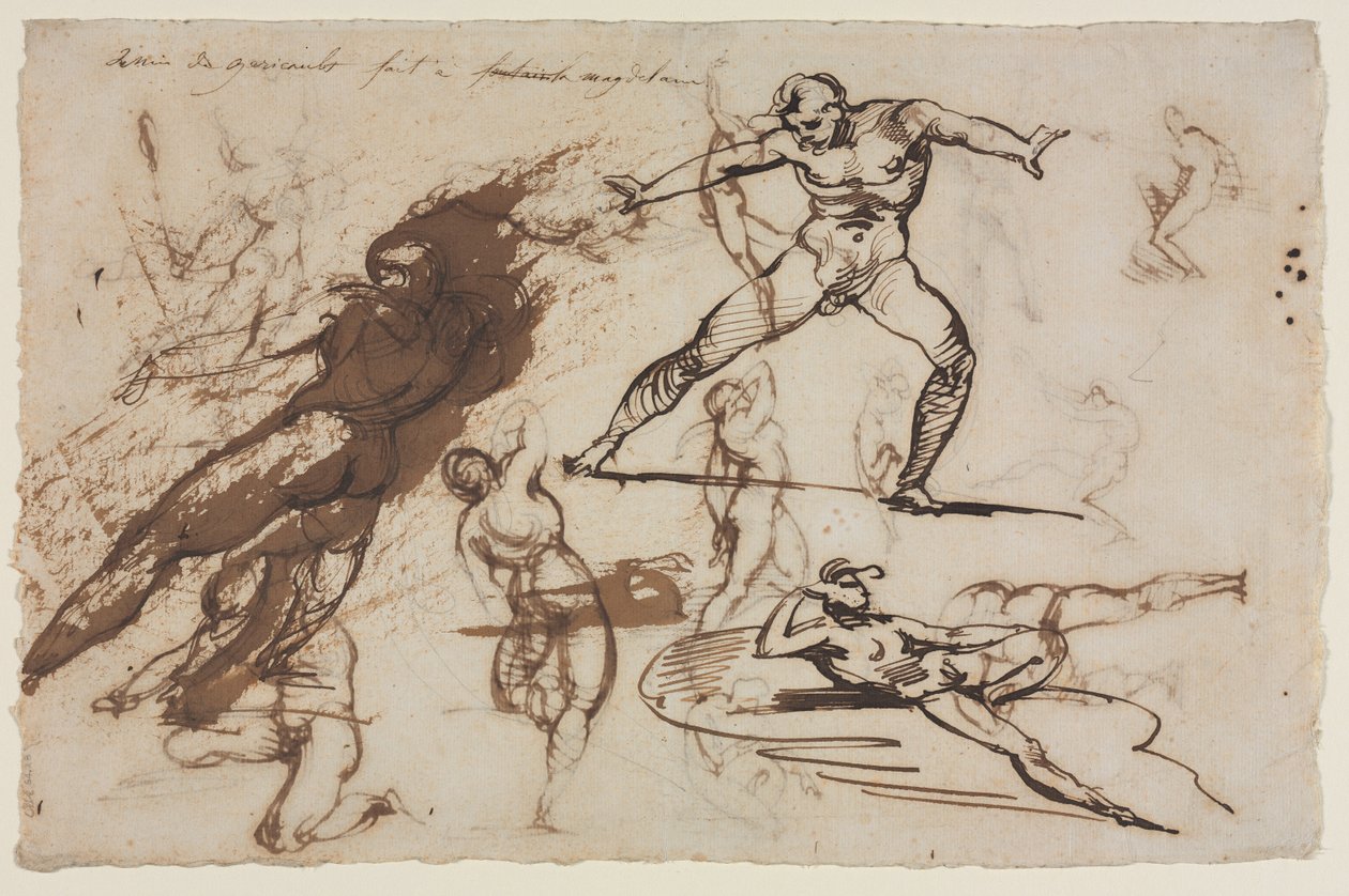 Arkusz szkiców recto, 1819. autorstwa Theodore Gericault