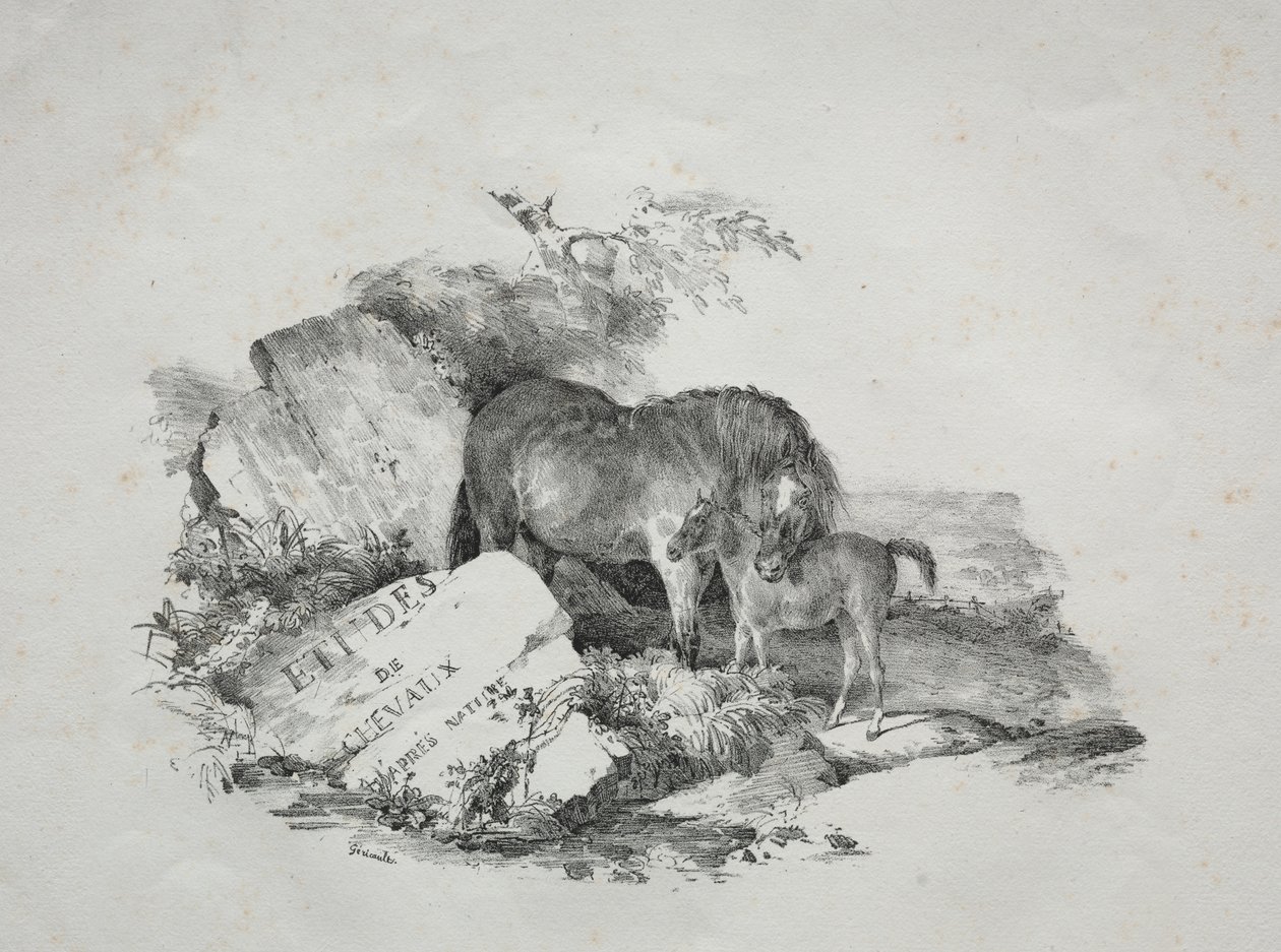 Klacz i jej źrebak autorstwa Theodore Gericault