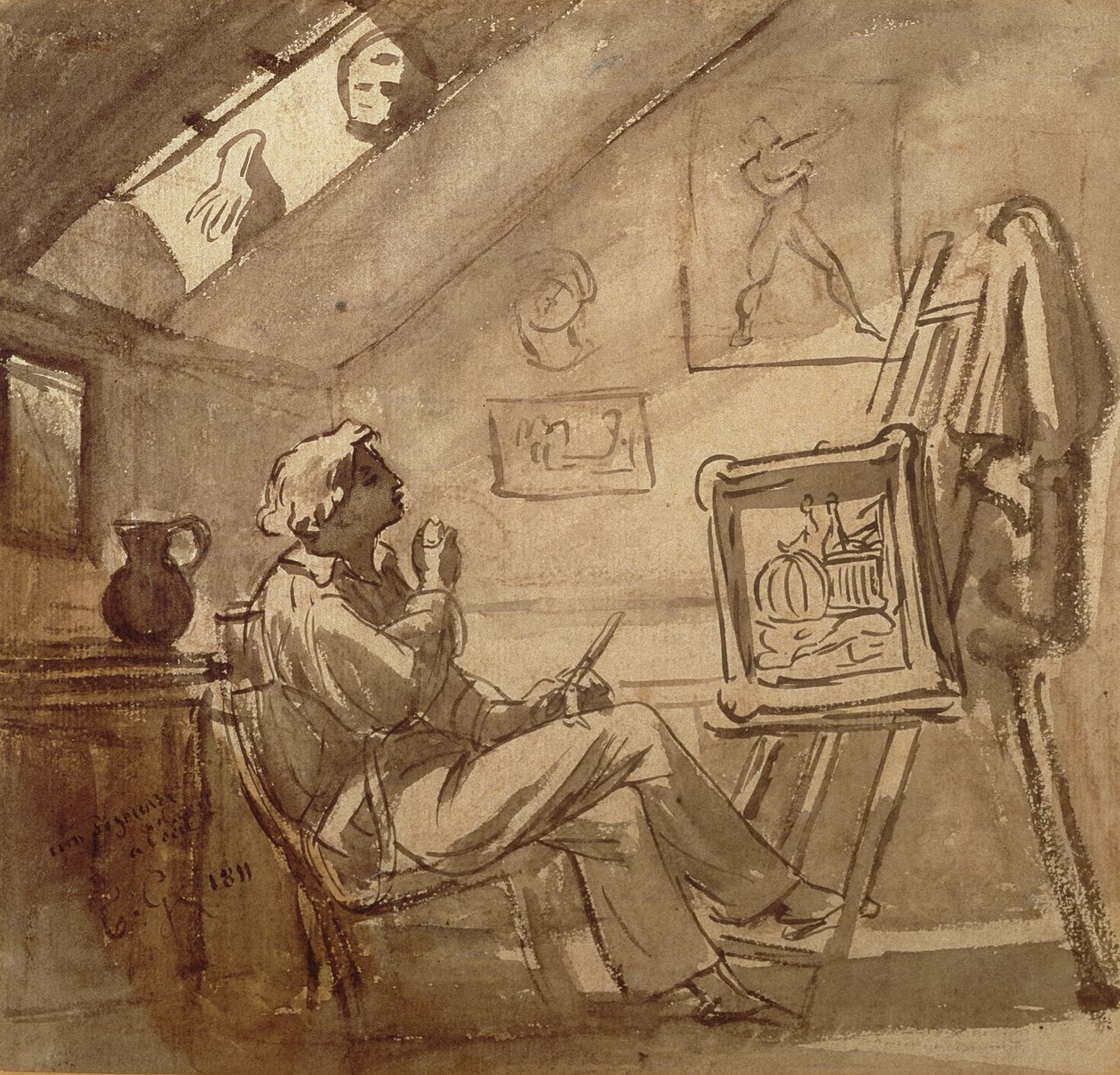 Młody malarz w swojej pracowni autorstwa Theodore Gericault