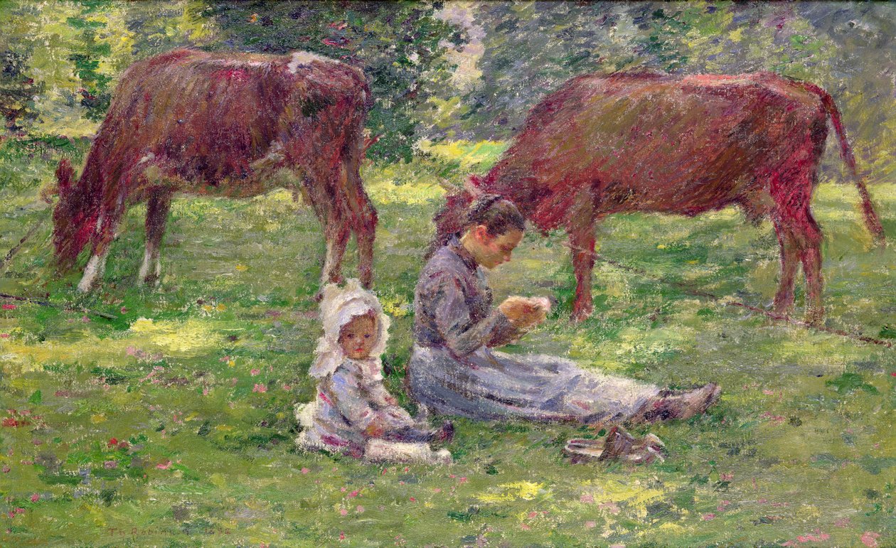 Obserwowanie krów (olej na płótnie) autorstwa Theodore Robinson