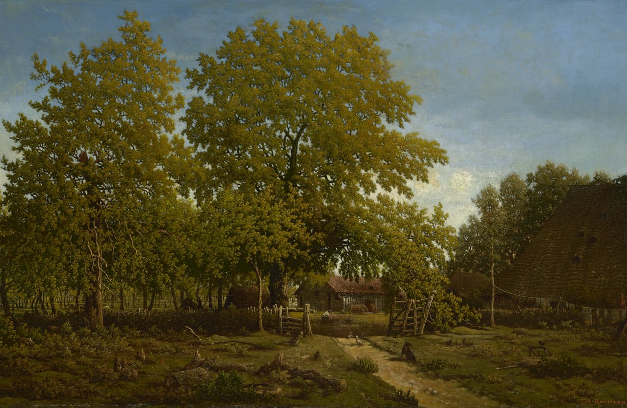 Gospodarstwo w Landach, 1844-67 autorstwa Pierre Etienne Theodore Rousseau